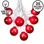 Picture of 25 G50 Globe Light String Set with Red Bulbs on White Wire