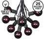 Picture of 25 G50 Globe Light String Set with Black Light Bulbs (Very Dark Purple) on Black Wire