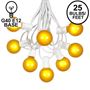 Picture of 25 G40 Globe String Light Set with Yellow Satin Bulbs on White Wire