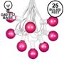 Picture of 25 G40 Globe String Light Set with Pink Satin Bulbs on White Wire