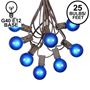 Picture of 25 G40 Globe String Light Set with Blue Satin Bulbs on Brown Wire