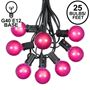 Picture of 25 G40 Globe String Light Set with Pink Satin Bulbs on Black Wire