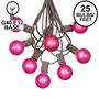 Picture of 25 G40 Globe String Light Set with Pink Satin Bulbs on Brown Wire