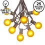 Picture of 25 G40 Globe String Light Set with Yellow Satin Bulbs on Brown Wire