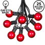 Picture of 25 G40 Globe String Light Set with Red Satin Bulbs on Black Wire