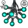 Picture of 25 G40 Globe String Light Set with Green Satin Bulbs on Black Wire