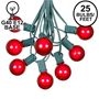 Picture of 25 G40 Globe String Light Set with Red SatinBulbs on Green Wire