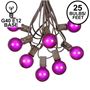 Picture of 25 G40 Globe String Light Set with Purple Satin Bulbs on Brown Wire
