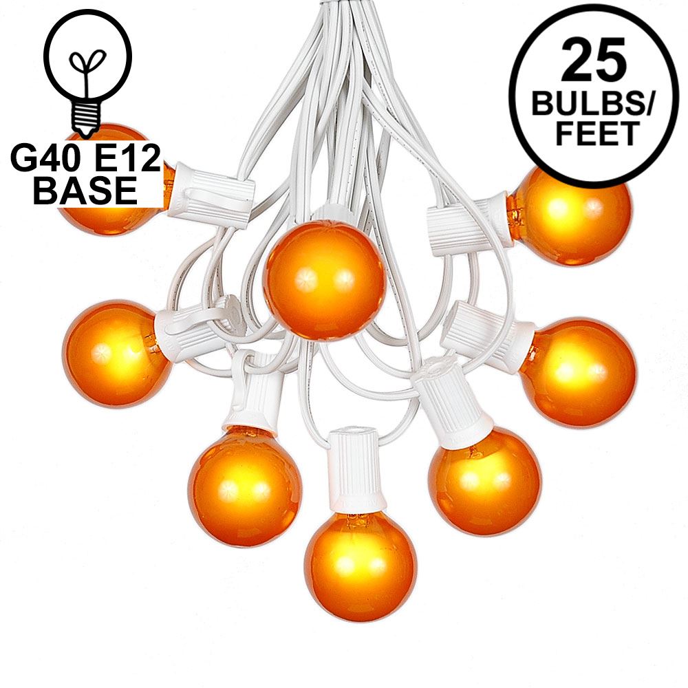 Picture of 25 G40 Globe String Light Set with Orange Satin Bulbs on White Wire
