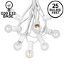 Picture of 25 G30 Globe Light String Set with Clear Bulbs on White Wire
