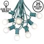 Picture of 25 G30 Globe Light String Set with Frosted White Bulbs on Green Wire