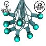 Picture of 25 G30 Globe Light String Set with Green Satin Bulbs on Green Wire