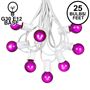 Picture of 25 G30 Globe Light String Set with Purple Satin Bulbs on White Wire