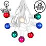 Picture of 25 G30 Globe Light String Set with Multi Satin Bulbs on White Wire