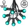 Picture of 25 G30 Globe Light String Set with Green Satin Bulbs on Black Wire