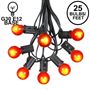 Picture of 25 G30 Globe Light String Set with Orange Satin Bulbs on Black Wire