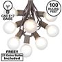 Picture of 100 G50 Globe Light String Set with Frosted Bulbs on Brown Wire