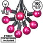 Picture of 100 G50 Globe Light String Set with Purple Bulbs on Black Wire