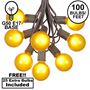 Picture of 100 G50 Globe Light String Set with Yellow Bulbs on Brown Wire