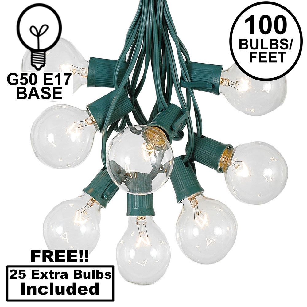 Picture of G50 Clear Globe Shaped Bulbs with 100 Socket String Light Set