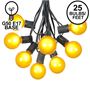 Picture of 25 G50 Globe Light String Set with Yellow Bulbs on Black Wire