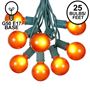 Picture of 25 G50 Globe Light String Set with Orange Bulbs on Green Wire