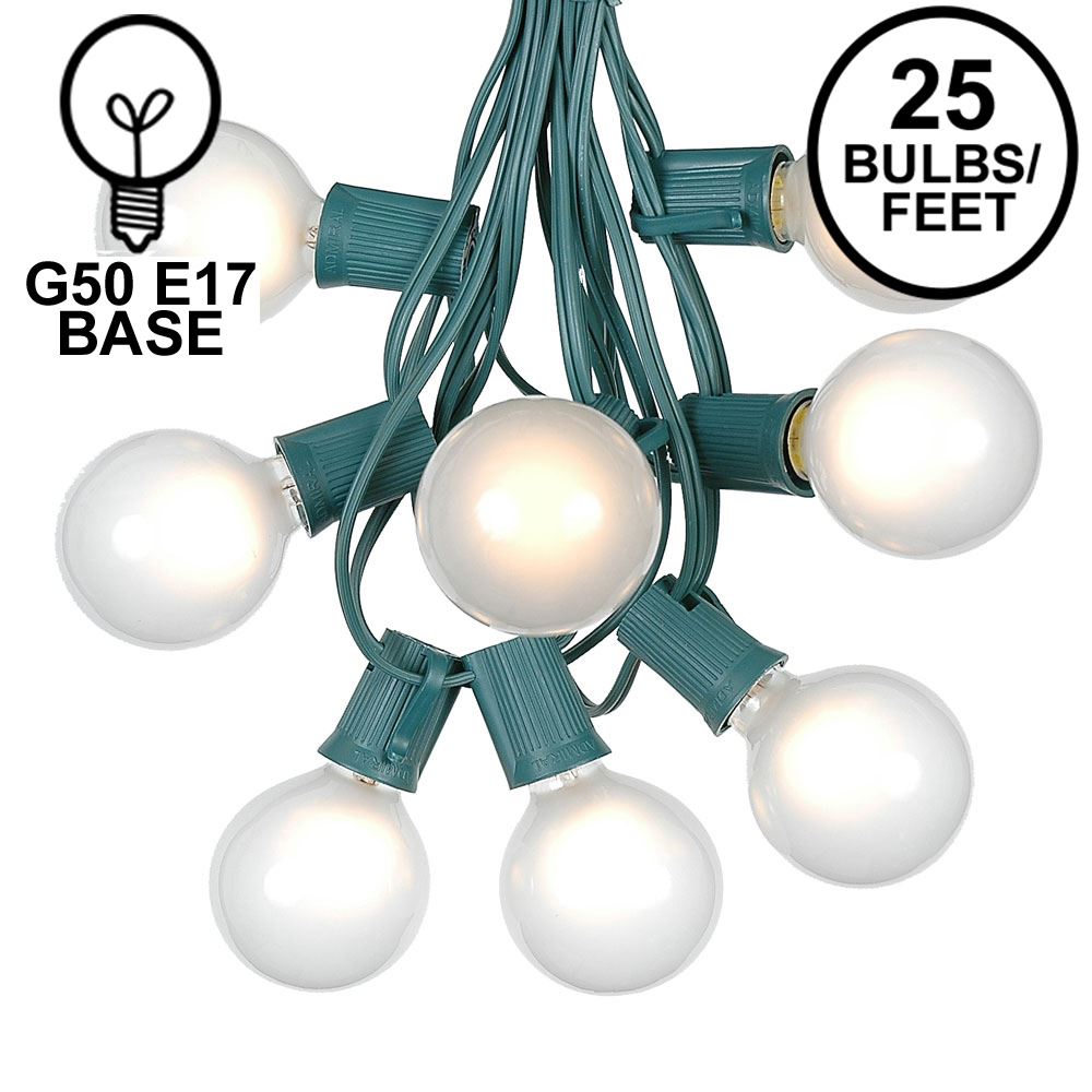 Frosted White G50 Globe Round Outdoor, Round String Light Bulbs