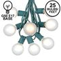 Picture of 25 G50 Globe Light String Set with Frosted Bulbs on Green Wire