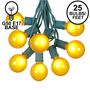 Picture of 25 G50 Globe Light String Set with Yellow (gold) Bulbs on Green Wire 