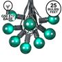Picture of 25 G50 Globe Light String Set with Green Bulbs on Black Wire