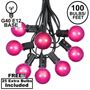 Picture of 100 G40 Globe String Light Set with Pink Bulbs on Black Wire