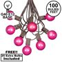 Picture of 100 G40 Globe String Light Set with Pink Bulbs on Brown Wire
