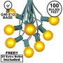 Picture of 100 G40 Globe String Light Set with Yellow Bulbs on Green Wire