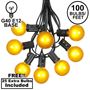 Picture of 100 G40 Globe String Light Set with Yellow Bulbs on Black Wire