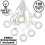 Picture of 100 G40 Globe String Light Set with Frosted White Bulbs on White Wire