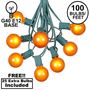 Picture of 100 G40 Globe String Light Set with Orange Bulbs on Green Wire