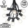 Picture of 100 G30 Globe String Light Set with Frosted White Bulbs on Black Wire