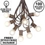 Picture of 100 G30 Globe String Light Set with Frosted White Bulbs on Brown Wire