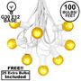 Picture of 100 G30 Globe String Light Set with Yellow Satin Bulbs on White Wire