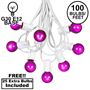 Picture of 100 G30 Globe String Light Set with Purple Satin Bulbs on White Wire