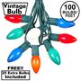 Picture of 100 C9 Ceramic Christmas Light Set - Assorted - Green Wire