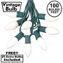 Picture of 100 C9 Ceramic Christmas Light Set - White - Green Wire