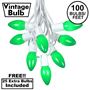 Picture of 100 C9 Ceramic Christmas Light Set - Green - White Wire