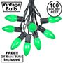 Picture of 100 C9 Ceramic Christmas Light Set - Green - Black Wire