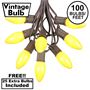 Picture of 100 C9 Ceramic Christmas Light Set - Yellow - Brown Wire