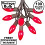 Picture of 100 C9 Ceramic Christmas Light Set - Red - Brown Wire