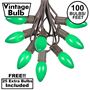 Picture of 100 C9 Ceramic Christmas Light Set - Green - Brown Wire