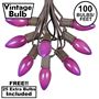 Picture of 100 C9 Ceramic Christmas Light Set - Purple - Brown Wire