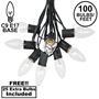 Picture of 100 C9 Christmas Light Set - Clear Bulbs - Black Wire