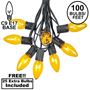 Picture of 100 C9 Christmas Light Set - Yellow Bulbs - Black Wire